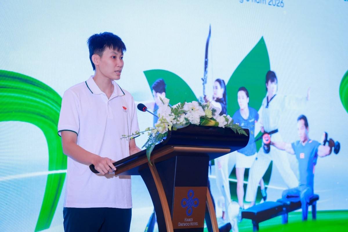 Đại diện VĐV Thể thao Việt Nam phát biểu tại sự kiện
