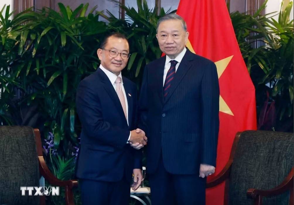 Tổng Bí thư, Chủ tịch nước Tô Lâm hội kiến Chủ tịch Quốc hội Singapore Seah Kian Peng - Ảnh: TTXVN