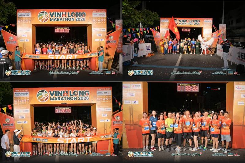 Các vận động viên bước vào vạch xuất phát sẵn sàng cho giải chạy