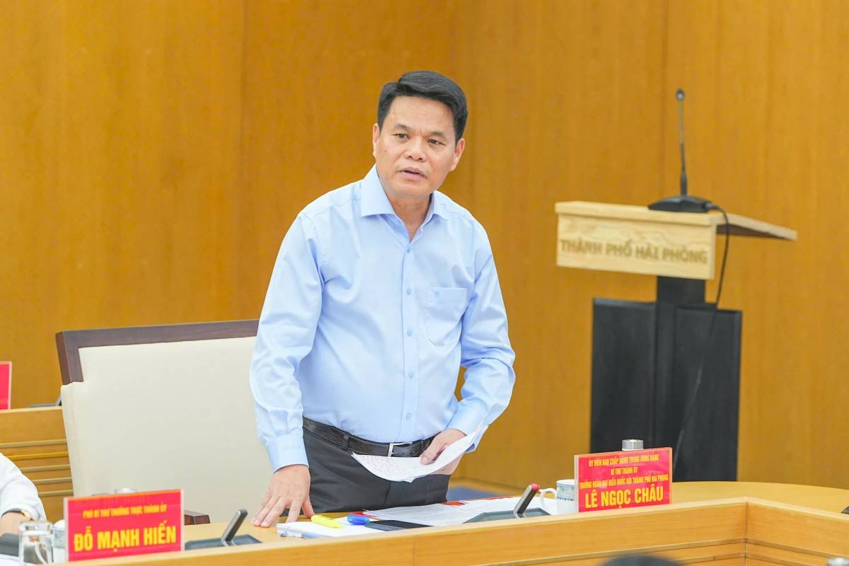 Đồng chí Bí thư Thành ủy Lê Ngọc Châu phát biểu tại Hội nghị.