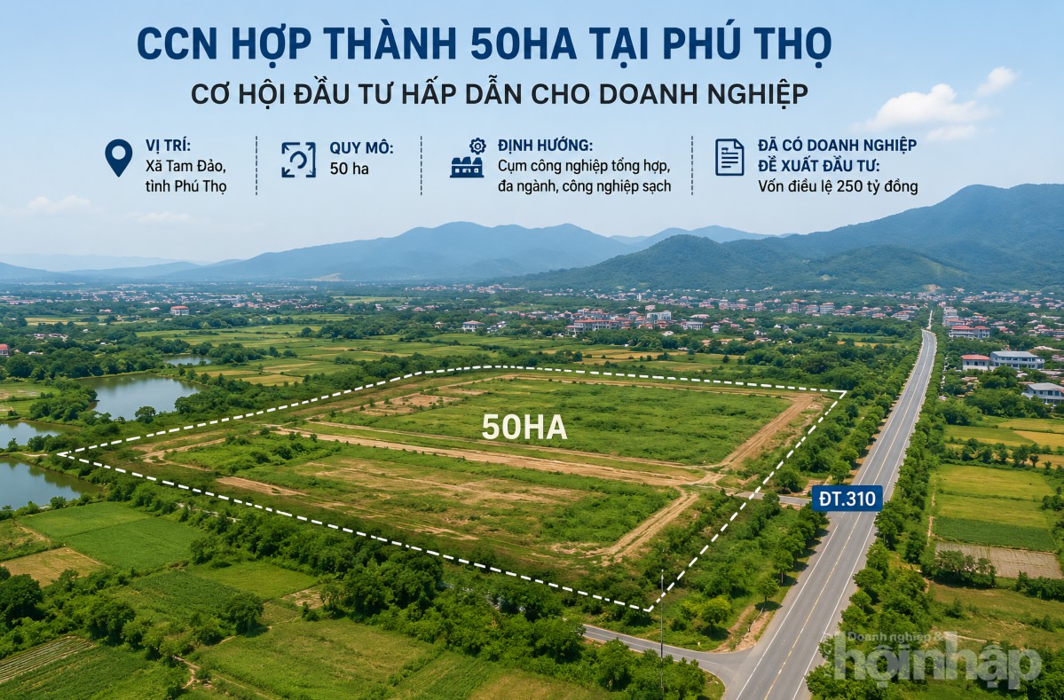 Doanh nghiệp vốn 250 tỷ đồng đề xuất đầu tư CCN Hợp Thành 50ha tại Phú Thọ
