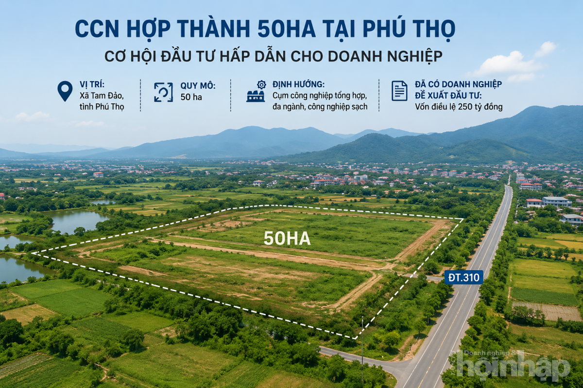 Doanh nghiệp vốn 250 tỷ đồng đề xuất đầu tư CCN Hợp Thành 50ha tại Phú Thọ