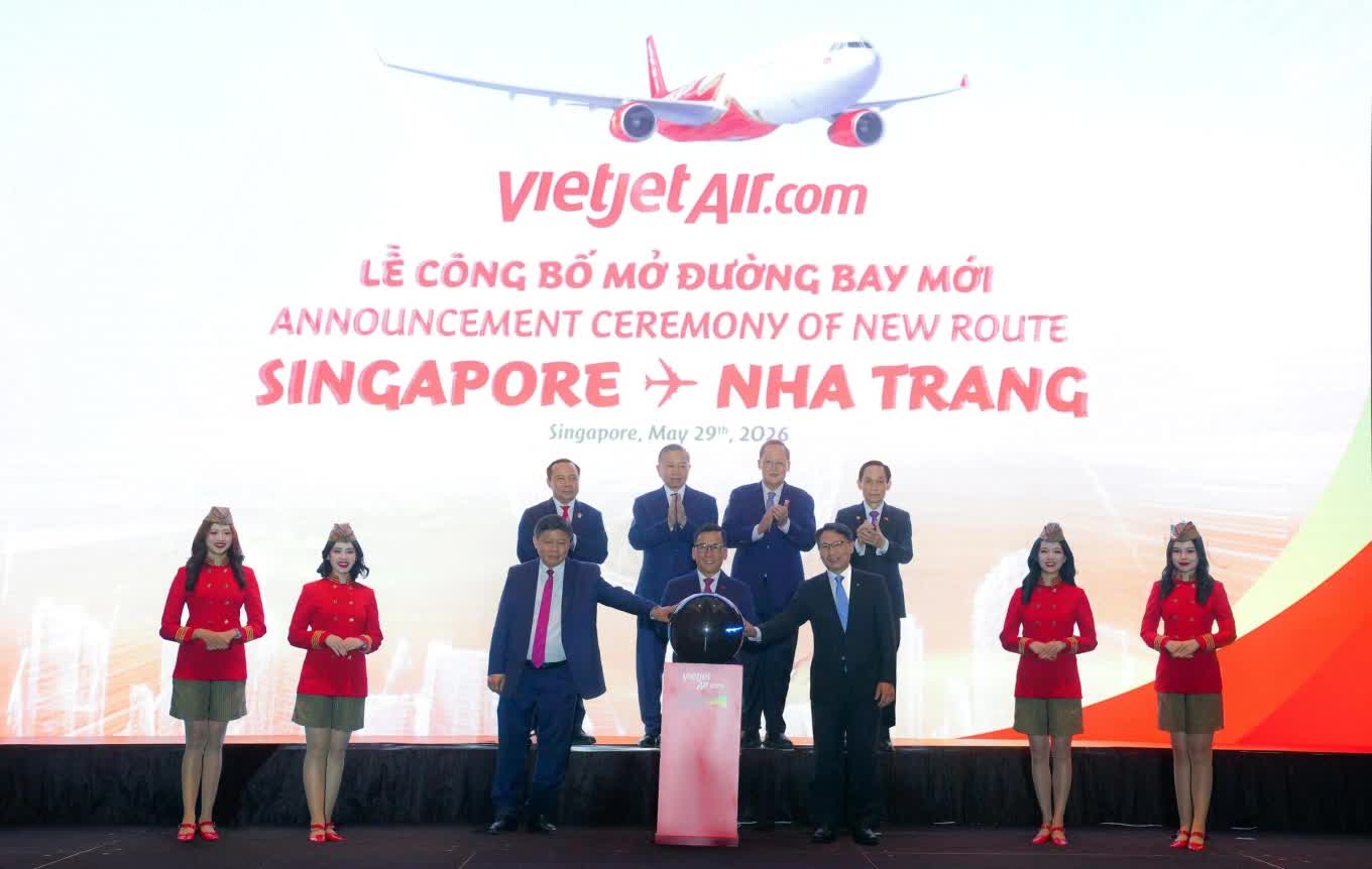 Vietjet công bố mở đường bay mới Nha Trang - Singapore 4 chuyến mỗi tuần