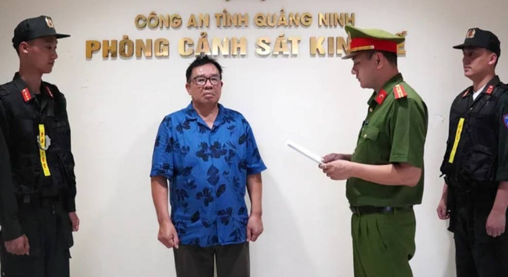 Khởi tố bị can đối với Vương Đức Lanh, Chủ tịch Hội đồng thành viên Công ty TNHH Việt Mỹ Hạ Long. Ảnh: Công an tỉnh Quảng Ninh
