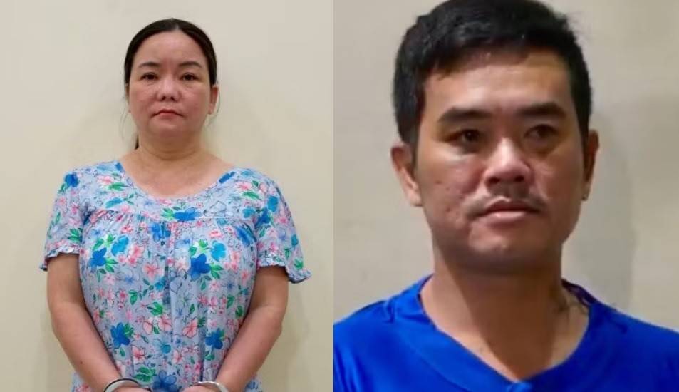 Bị can Lâm Bích Dung (bên trái) và bị can Chí Tằng Sếnh.
