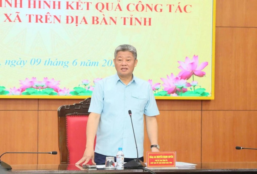 Đồng chí Nguyễn Mạnh Quyền, Phó Bí thư Tỉnh ủy, Chủ tịch UBND tỉnh phát biểu chỉ đạo tại hội nghị