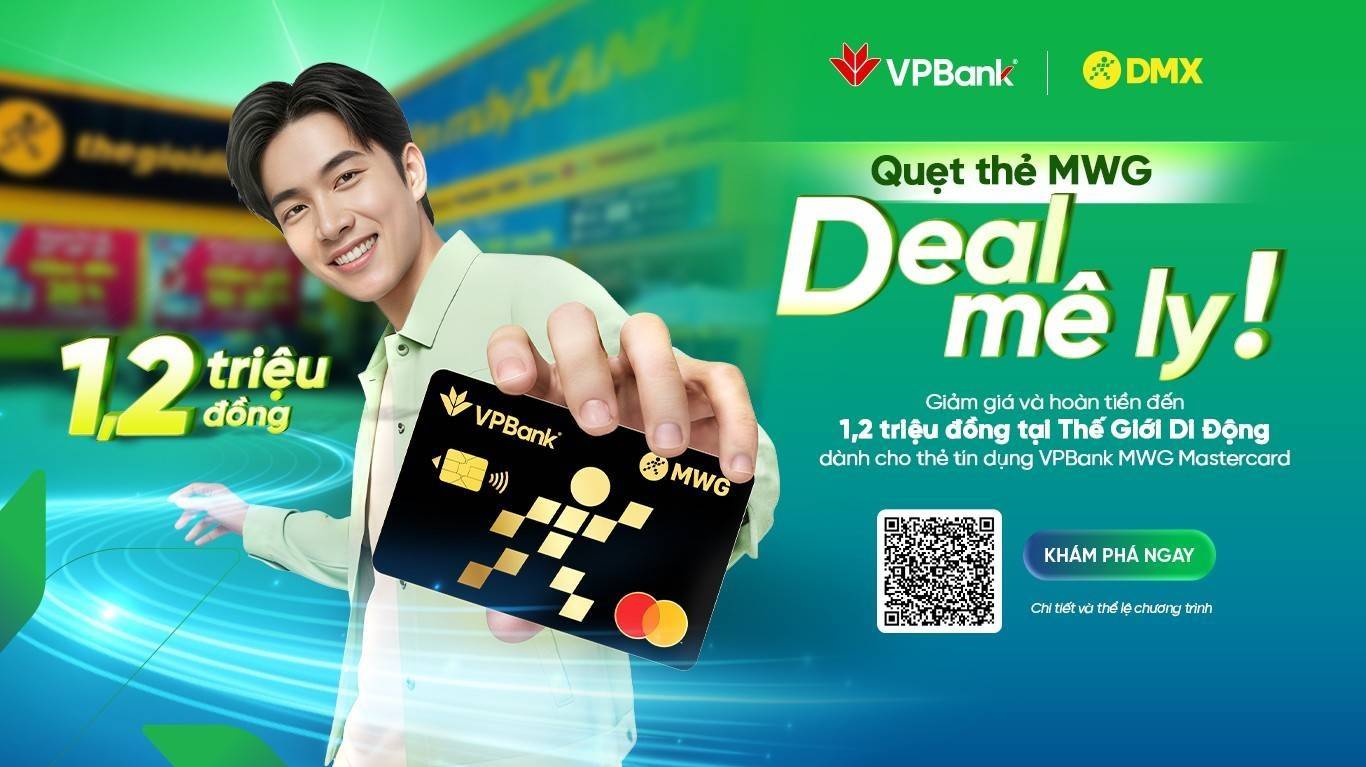 Thẻ tín dụng VPBank MWG Mastercard gia tăng ưu đãi cho người dùng tới 1,2 triệu đồng