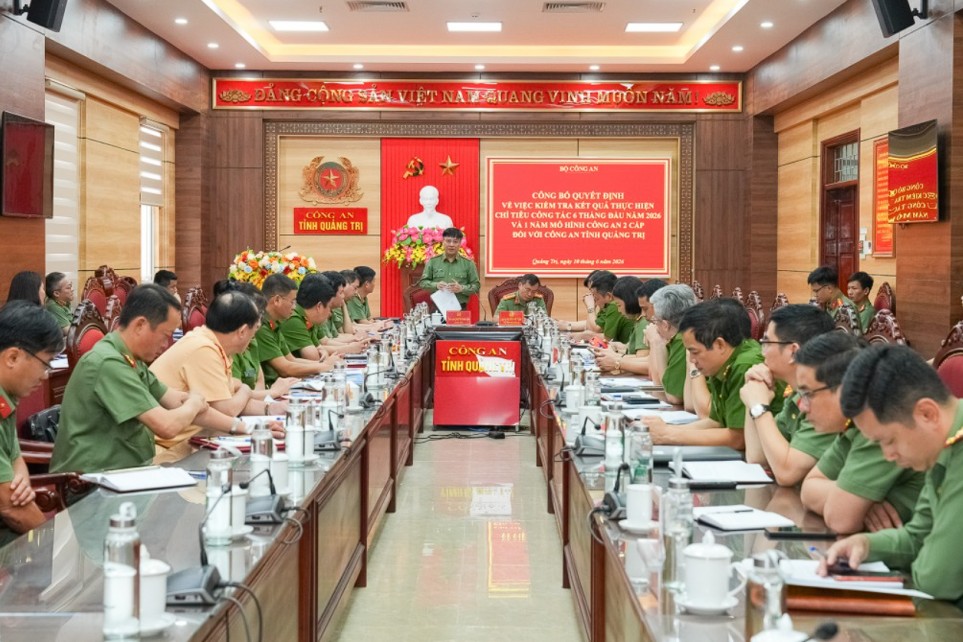 Bộ Công an kiểm tra kết quả thực hiện các mặt công tác tại Công an tỉnh Quảng Trị