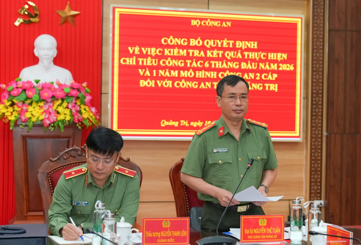 Bộ Công an kiểm tra kết quả thực hiện các mặt công tác tại Công an tỉnh Quảng Trị