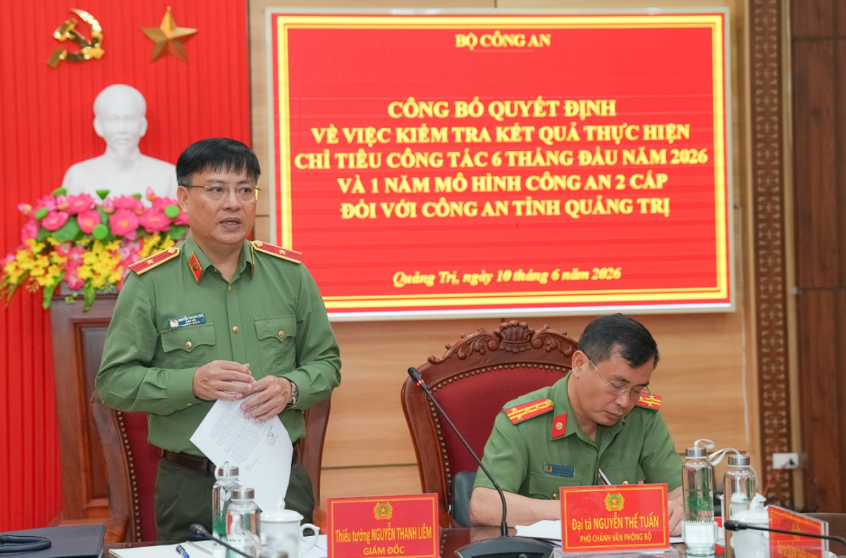 Bộ Công an kiểm tra kết quả thực hiện các mặt công tác tại Công an tỉnh Quảng Trị
