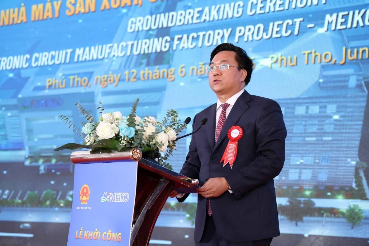 Chủ tịch UBND tỉnh Phú Thọ Trần Duy Đông phát biểu tại Lễ khởi công