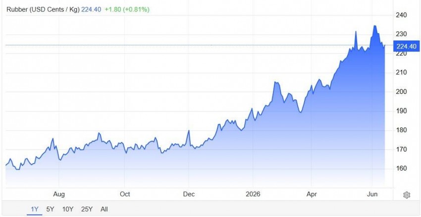 Biểu đồ cao su  Nguồn: Trading Economics