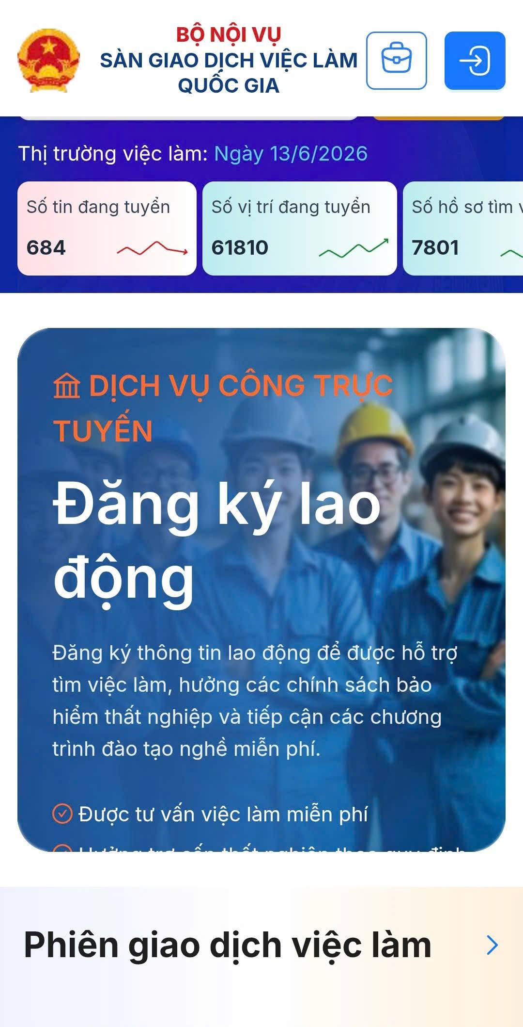 Ở phía người lao động, số lượng tài khoản đăng ký, cập nhật hồ sơ tìm việc và tương tác trên hệ thống còn khá khiêm tốn.