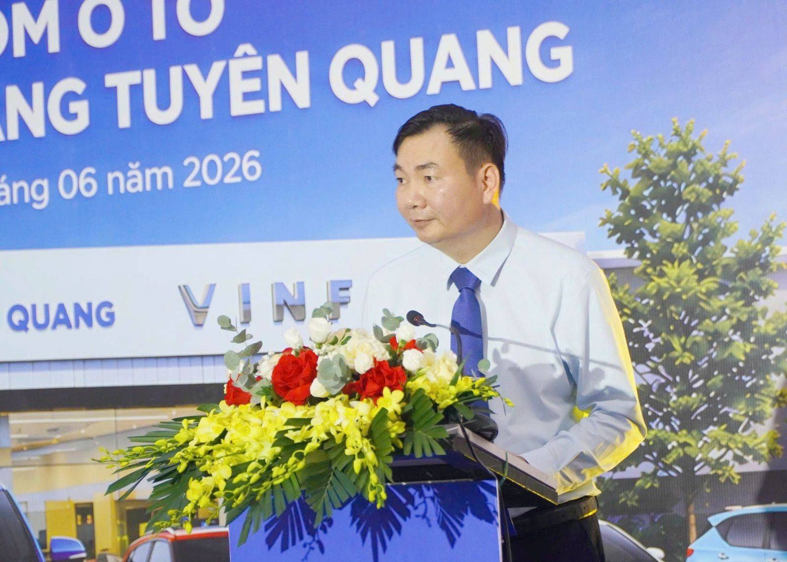 Vi Thế Mạnh, Phó Chủ tịch HHDN tỉnh, Chủ tịch HĐQT Công ty TNHH Linh Lực phát biểu tại buổi lễ