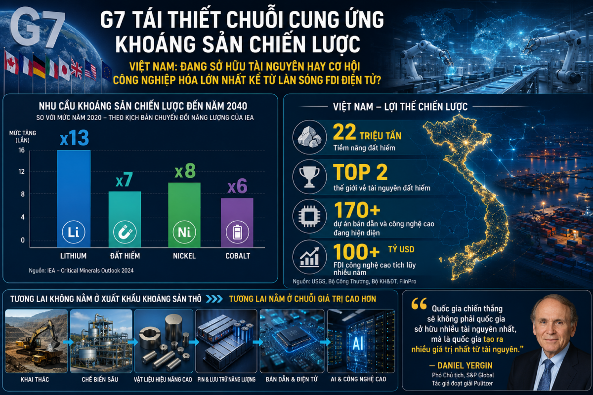 TỪ MỎ KHOÁNG SẢN ĐẾN SỨC MẠNH CÔNG NGHIỆP  Việt Nam đang sở hữu tài nguyên hay cơ hội công nghiệp hóa lớn nhất kể từ làn sóng FDI điện tử?