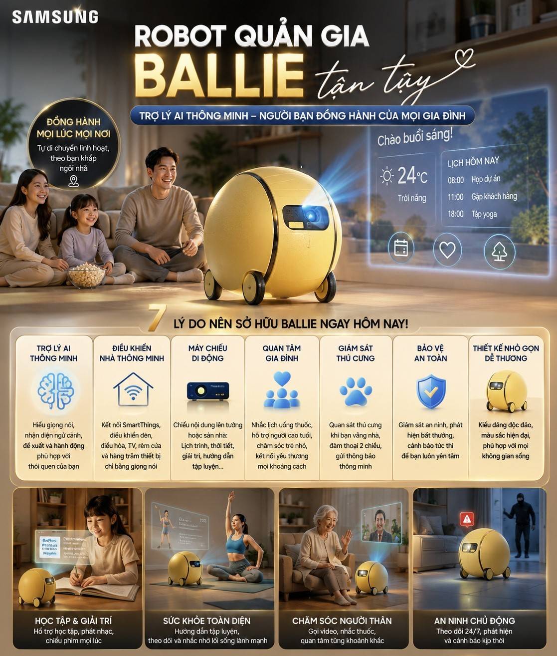 Robot quản gia Ballie tận tụy của Samsung: một thành viên gia đình của nhà thông minh
