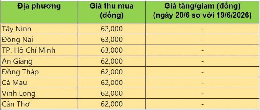 Bảng giá heo hơi tại miền Nam hôm nay 20/6/2026