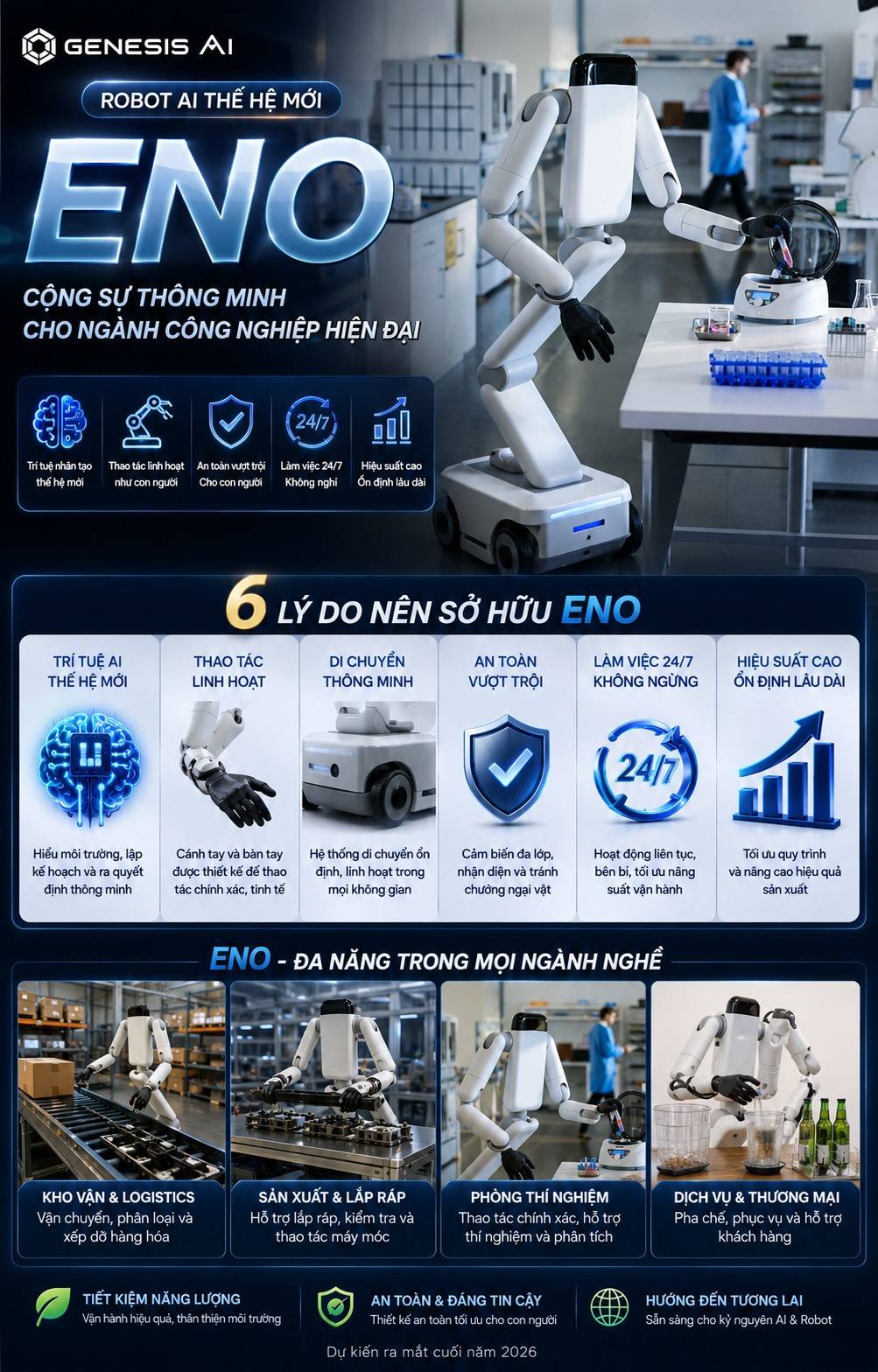 Pháp ra mắt Robot Eno của Genesis AI: Trợ lý đắc lực mới của ngành công nghiệp toàn cầu