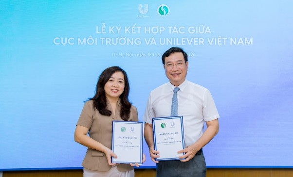 Biên bản ghi nhớ hợp tác giữa Cục Môi trường và Unilever Việt Nam trong giai đoạn 2026 - 2030 hướng tới tăng cường kết nối giữa chính sách, công nghệ, doanh nghiệp, nguồn vốn và cộng đồng đổi mới sáng tạo, nhằm đưa các giải pháp tuần hoàn nhựa từ cam kết 
