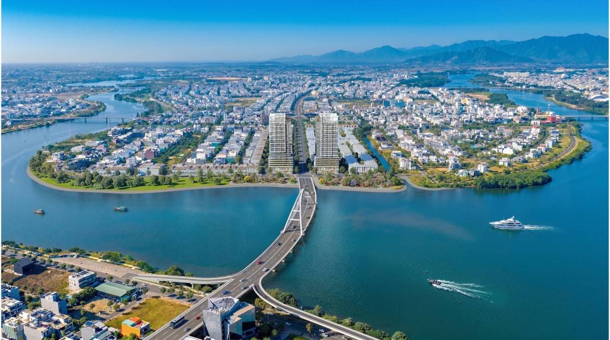 Phối cảnh vị trí dự án S-Light Tower soi bóng sông Hàn. Ảnh: Sun Property.