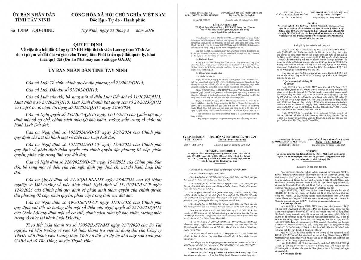 Quyết định của UBND tỉnh Tây Ninh thu hồi dự án theo Luật Đất đai 2024