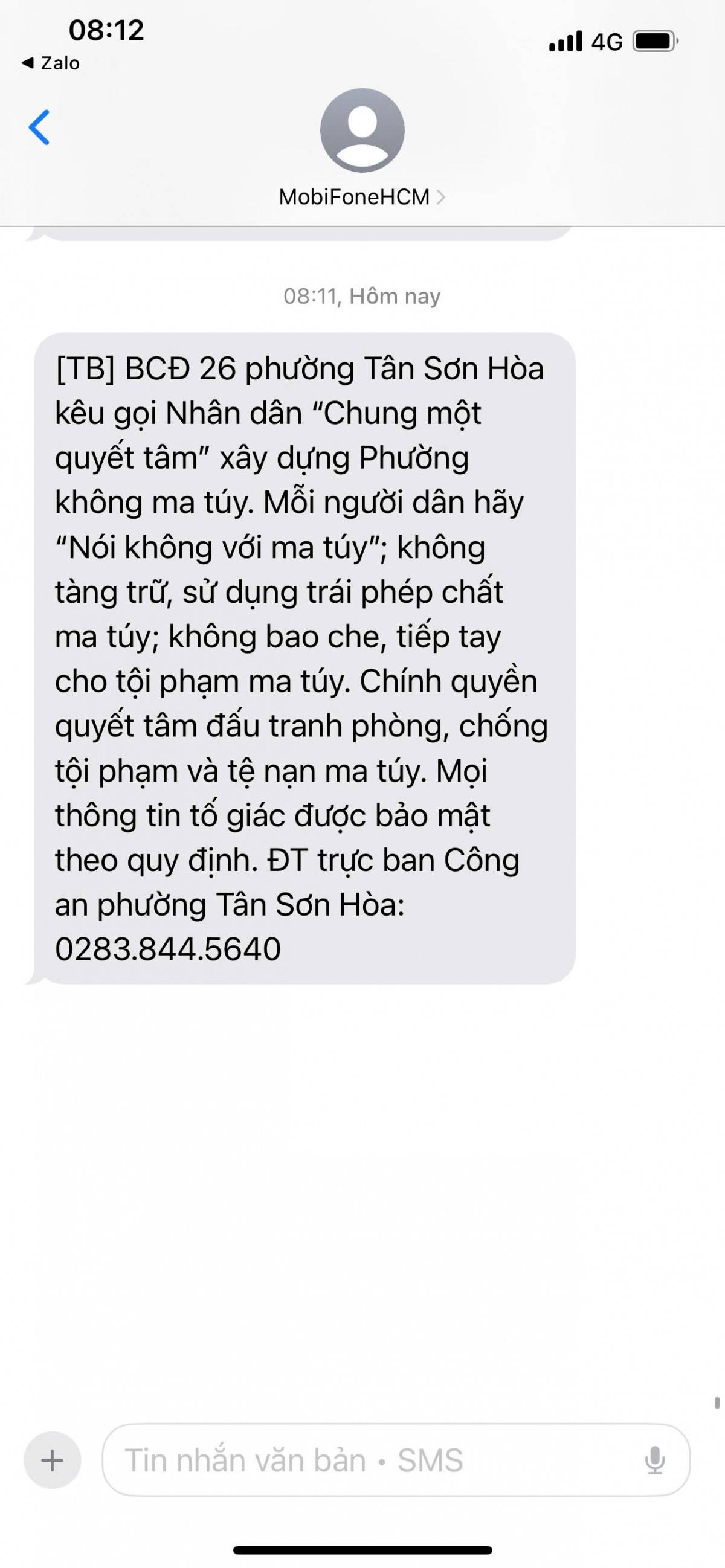 Hiệu quả từ giải pháp nhắn tin tuyên truyền phòng, chống ma túy đến từng người dân – Dấu ấn nổi bật của phường Tân Sơn Hòa trong Tháng hành động phòng, chống ma túy năm 2026