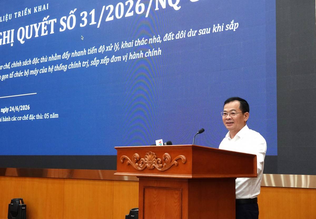 Ông Nguyễn Tân Thịnh, Cục trưởng Cục Quản lý công sản, Bộ Tài chính trình bày 1 số nội dung cơ bản của Nghị quyết 31/2026/NĐ-CP