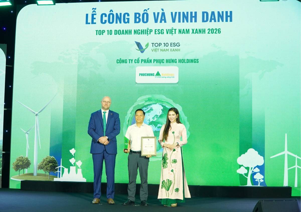 Phục Hưng Holdings vào Top 10 Doanh nghiệp ESG Việt Nam Xanh 2026 ngành Xây dựng