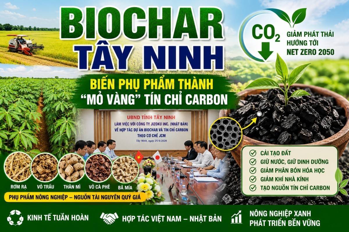 Tây Ninh phát triển biochar thúc đẩy tín chỉ carbon nông nghiệp