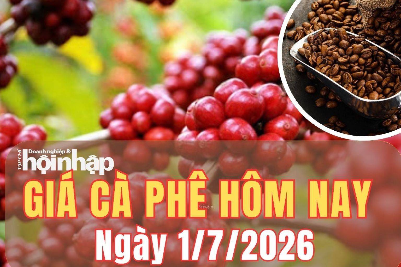 Giá cà phê hôm nay 1/7/2026: Giá cà phê Tây Nguyên giảm sâu, thị trường thế giới tăng mạnh