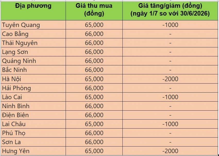 Bảng giá heo hơi tại miền Bắc hôm nay 1/7/2026