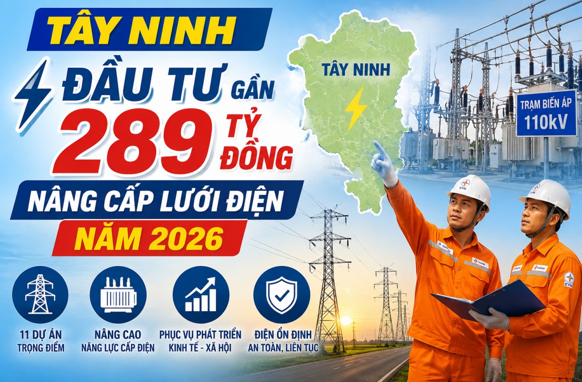 Tây Ninh đầu tư gần 289 tỷ đồng cho 11 dự án lưới điện