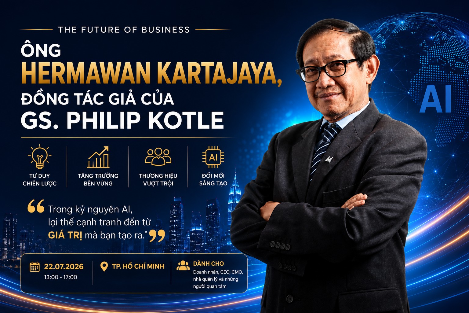 Đồng tác giả của Philip Kotler đến Việt Nam bàn chiến lược tăng trưởng trong kỷ nguyên AI