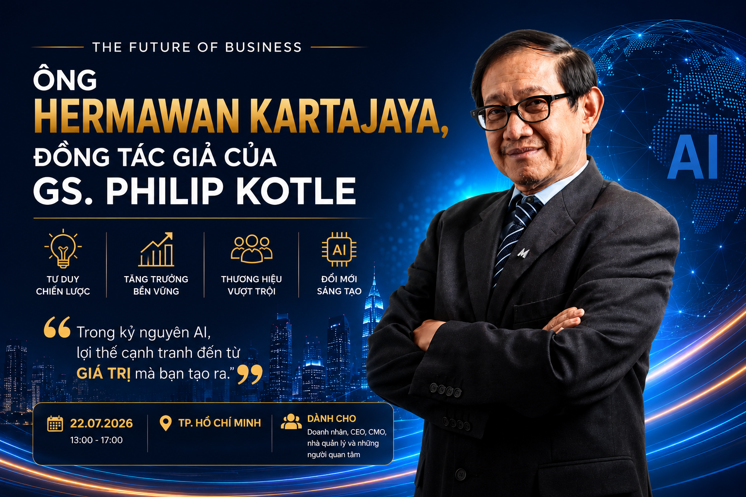Đồng tác giả của Philip Kotler đến Việt Nam bàn chiến lược tăng trưởng trong kỷ nguyên AI