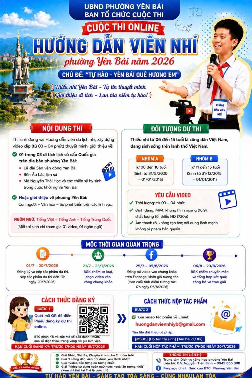 Mỗi em nhỏ là một “đại sứ du lịch”: Phường Yên Bái khơi dậy niềm tự hào quê hương từ cuộc thi Hướng dẫn viên nhí