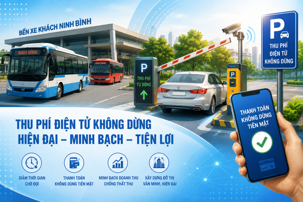 Ninh Bình triển khai thu phí điện tử không dừng tại bến xe, bãi đỗ xe đô thị