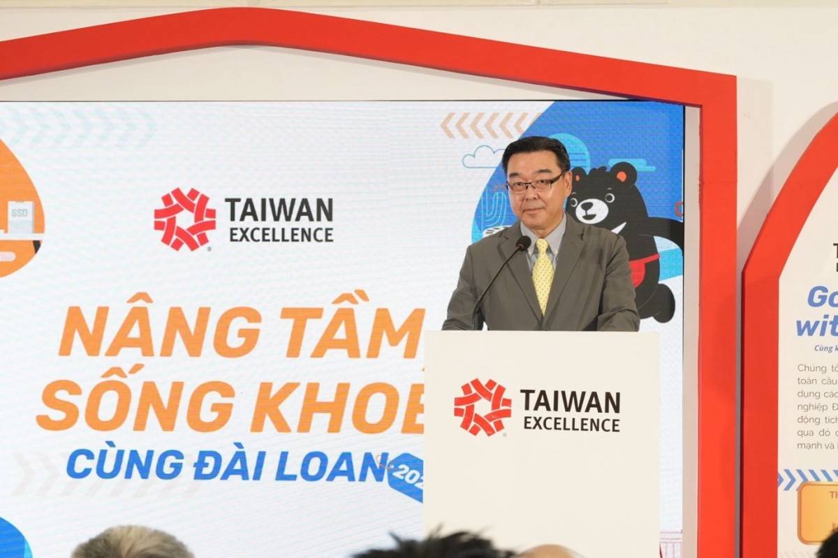 Ông An Khánh Trung, Trưởng Phòng Kinh tế, Phòng Kinh tế và Văn hóa Đài Bắc tại Việt Nam phát biểu mở màn sự kiện.