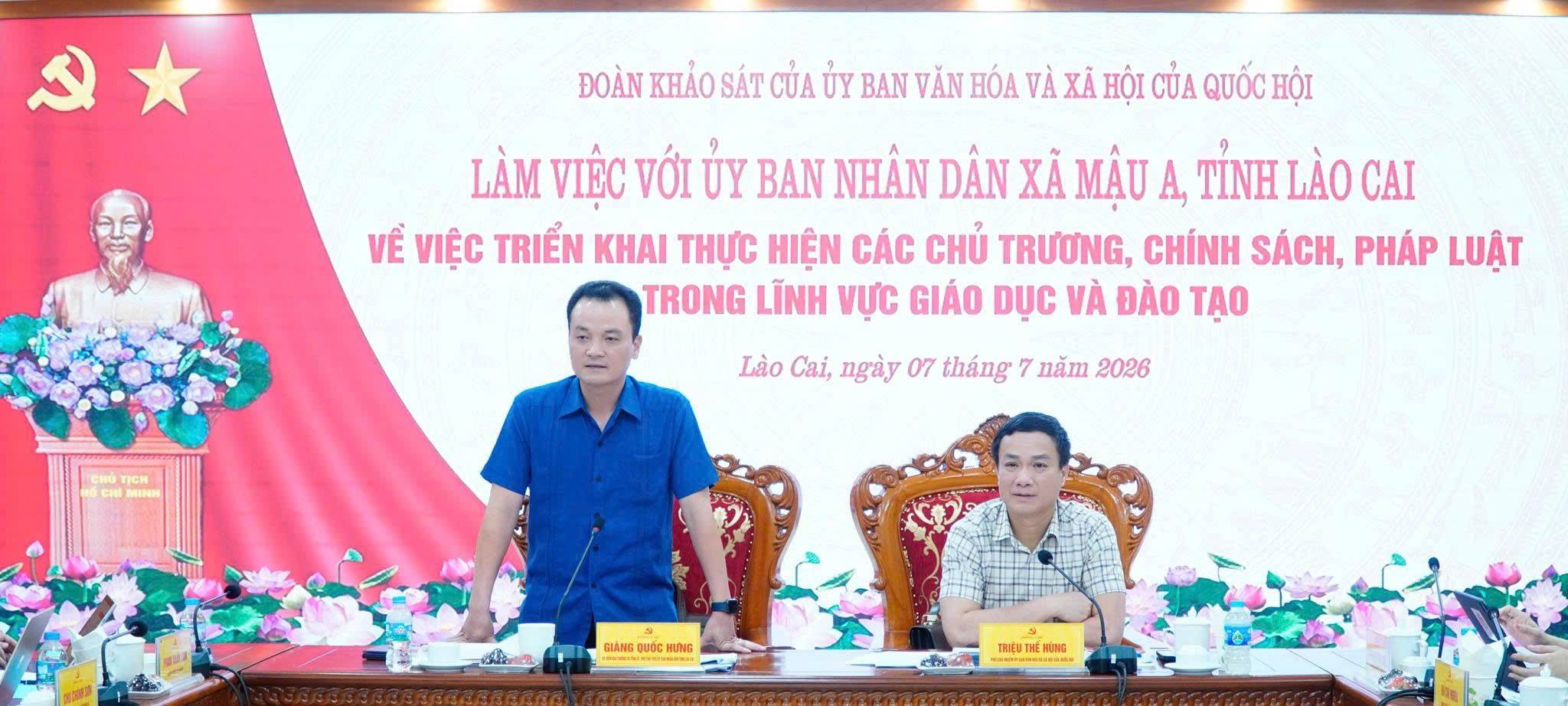 Giàng Quốc Hưng, Phó Chủ tịch UBND tỉnh Lào Cai phát biểu tại buổi làm việc