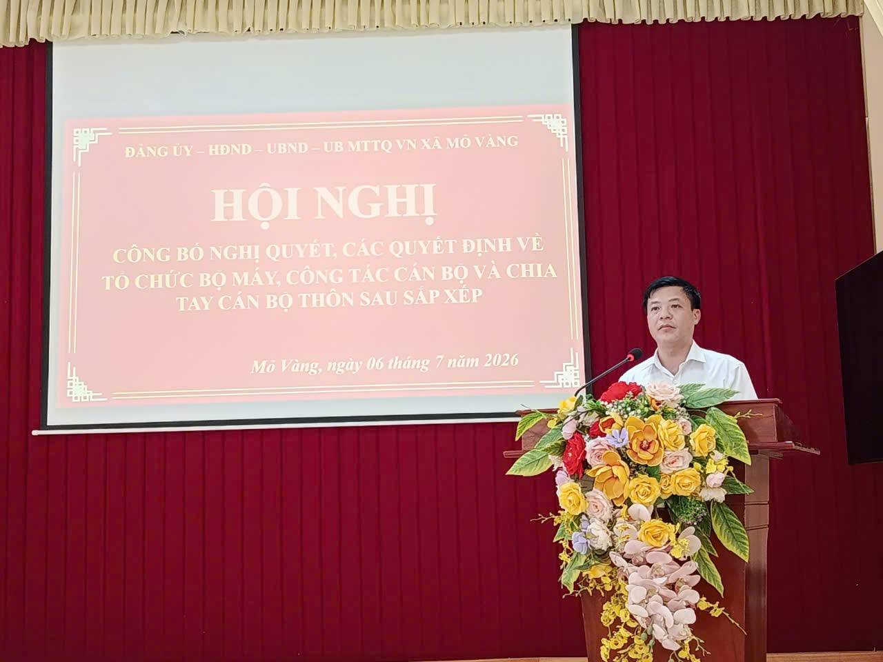 Mỏ Vàng (Lào Cai) công bố nghị quyết, kiện toàn tổ chức bộ máy sau sắp xếp, nâng cao hiệu lực quản lý cơ sở