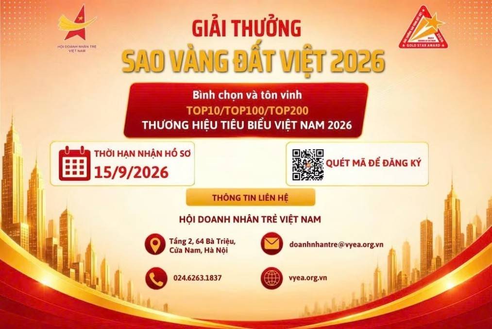 Trung ương Hội Doanh nhân trẻ Việt Nam bắt đầu nhận hồ sơ bình chọn 200 thương hiệu tiêu biểu, ưu tiên doanh nghiệp có thế mạnh về công nghệ và R&D.