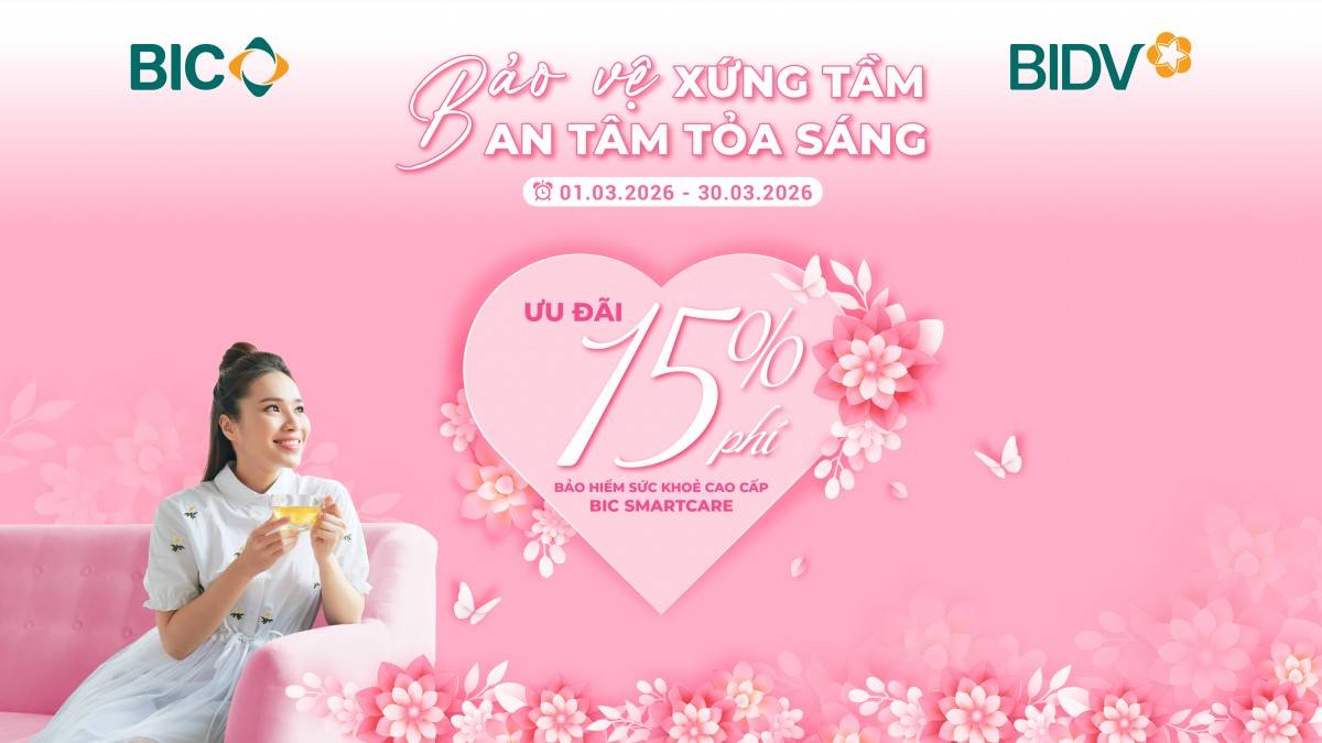 BIC ưu đãi 15% phí bảo hiểm sức khoẻ cao cấp mừng Ngày Quốc tế Phụ nữ