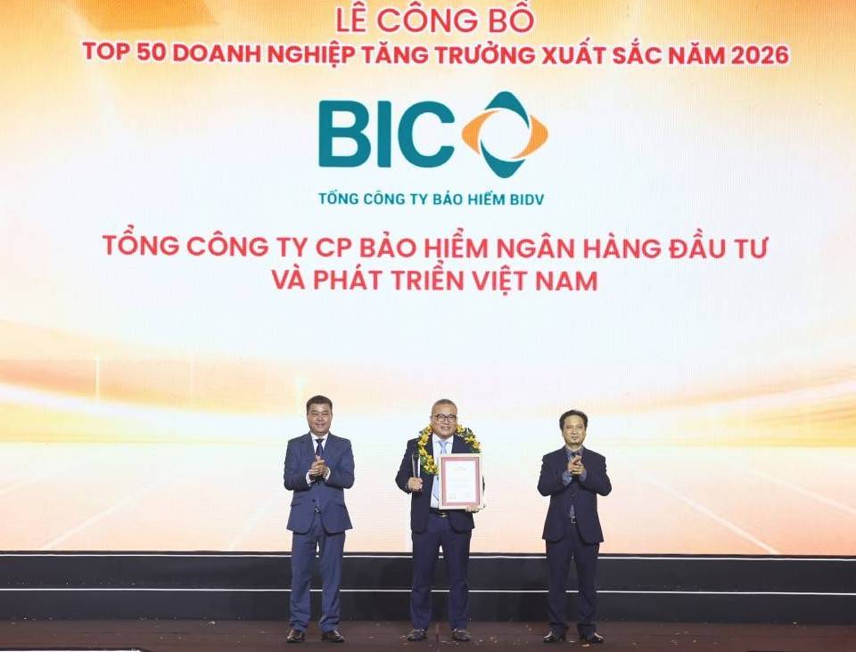 BIC lọt Top 50 doanh nghiệp tăng trưởng xuất sắc Việt Nam năm 2026
