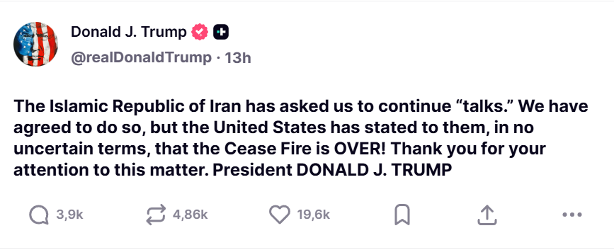 Tuyên bố của Tổng thống Mỹ Donald Trump trên mạng xã hội Truth Social về việc nối lại đàm phán song phương Mỹ - Iran