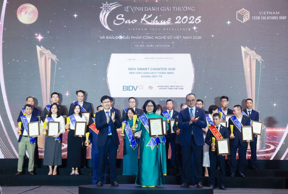 6 giải pháp ngân hàng số của BIDV đạt giải Sao Khuê 2026