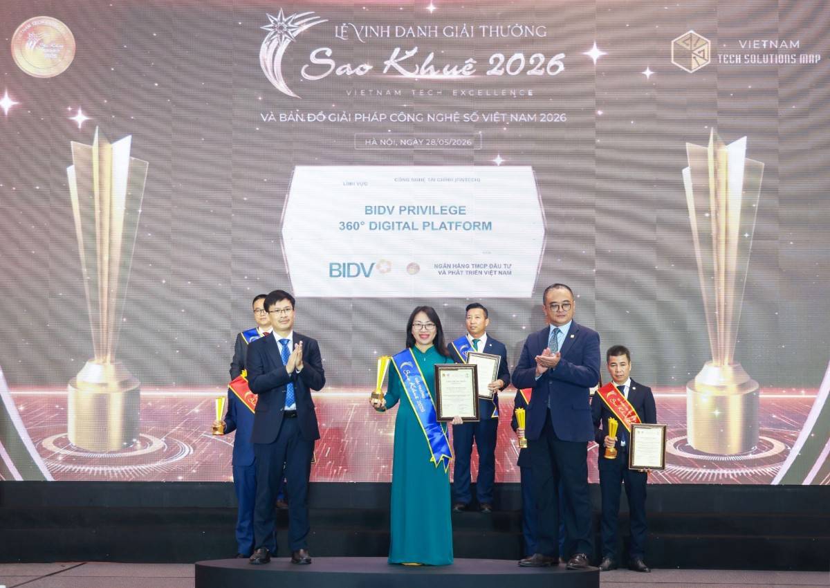 6 giải pháp ngân hàng số của BIDV đạt giải Sao Khuê 2026