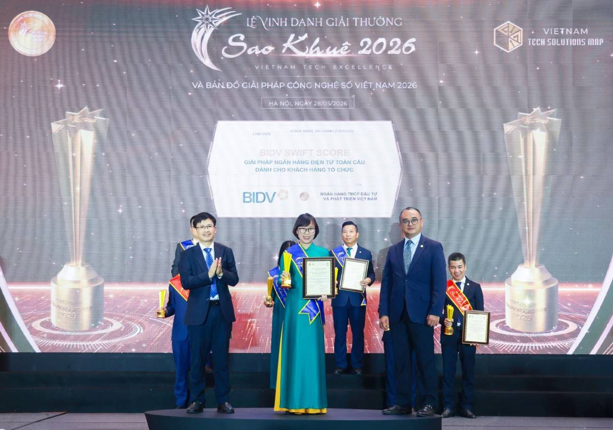 6 giải pháp ngân hàng số của BIDV đạt giải Sao Khuê 2026