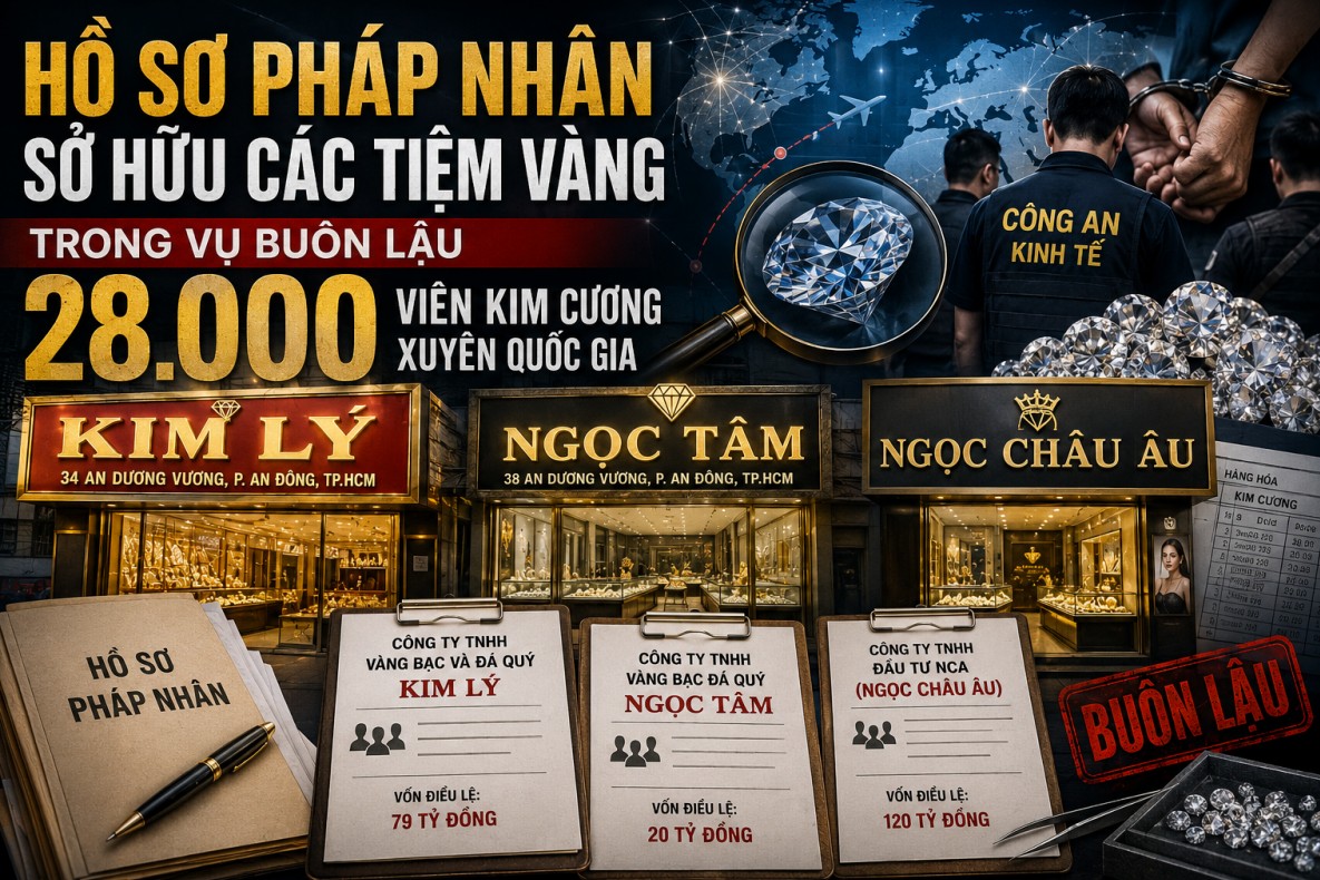 Hồ sơ pháp nhân sở hữu các tiệm vàng trong vụ buôn lậu 28.000 viên kim cương xuyên quốc gia