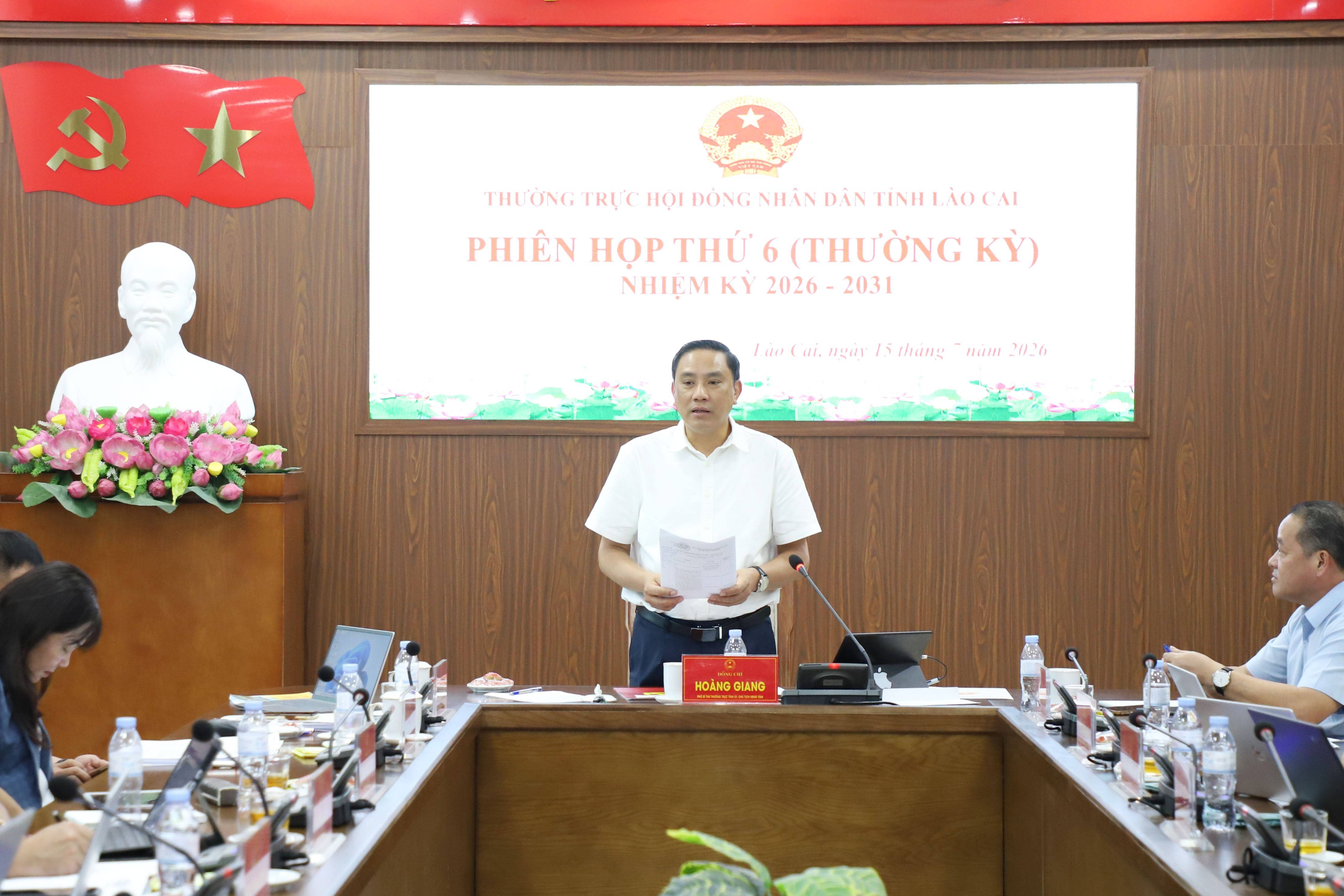 Phát biểu kết luận phiên họp, Phó Bí thư Thường trực Tỉnh uỷ, Chủ tịch HĐND tỉnh Lào Cai Hoàng Giang 