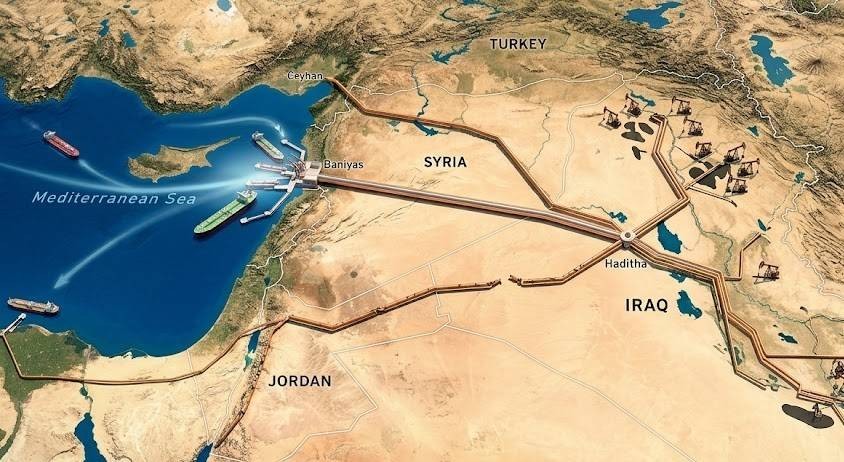 Lược đồ tuyến đường ống dẫn dầu của Iraq dẫn ra Địa Trung Hải