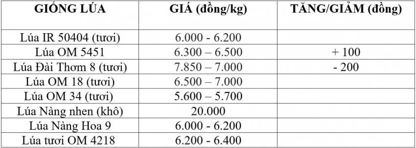 Bảng giá gạo hôm nay 19/7/2026